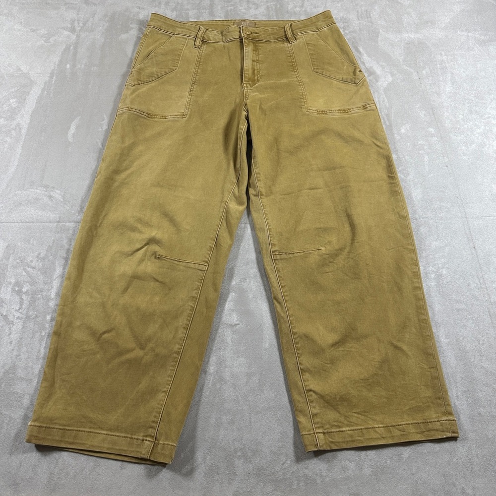 KUT from the Kloth Ashton Barrel Leg Pants Mens 14 Tan High Rise Utility Cropped